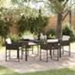 vidaXL Ensemble table et chaises de jardin 5 pièces avec coussins en polyrotin marron