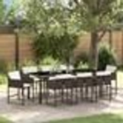 vidaXL Ensemble de jardin 9 pièces avec coussins bruns en poly rattan