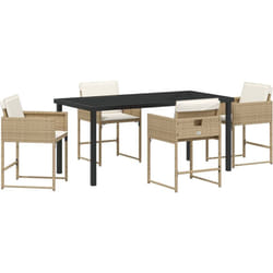Ensemble repas jardin 5 pièces avec coussins beige en poly rattan vidaXL