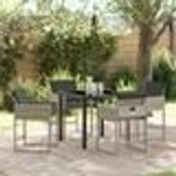 vidaXL Ensemble de salle à manger de jardin 5 pièces avec des coussins gris clair en poly rotin