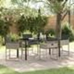 vidaXL Ensemble de salle à manger de jardin 5 pièces avec coussins gris clair en poly rattan