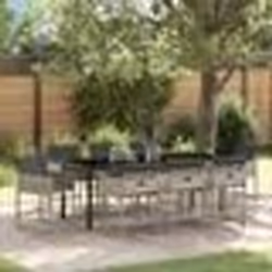 vidaXL Set de jardin 9 pièces avec coussins en poly rotin gris clair