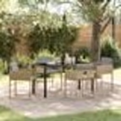 vidaXL Ensemble de jardin 5 pièces avec coussins en polyrotin beige.