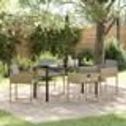 vidaXL Ensemble de jardin 5 pièces avec coussins en polyrotin beige.