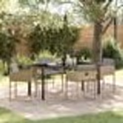 vidaXL Ensemble de Salle à Manger de Jardin 5 Pièces avec Coussins en Rattan Synthétique Beige
