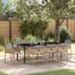 vidaXL Ensemble de Salle à Manger de Jardin 9 Pièces avec Coussins Beige en Rattan Synthétique
