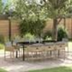 vidaXL Ensemble de Salle à Manger de Jardin 9 Pièces avec Coussins Beige en Rattan Synthétique