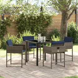 vidaXL Ensemble de salle à manger pour jardin 5 pcs Gris Poly rotin