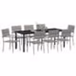 vidaXL Ensemble jardin de 9 pièces en poly rotin gris
