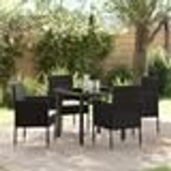 vidaXL Ensemble de jardin 5 pièces avec coussins en poly rotin noir
