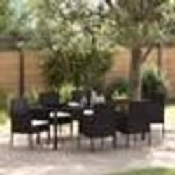 vidaXL Ensemble de salle à manger de jardin 7 pièces avec coussins en poly rotin noir