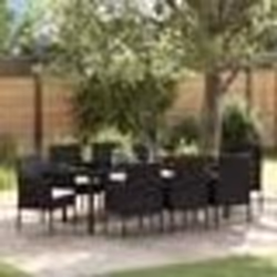 vidaXL Ensemble de salle à manger de jardin 9 pièces avec coussins en rotin noir