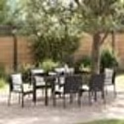 vidaXL Set repas jardin 7 pcs Noir 160 x 80 x 73 cm Osier PE
