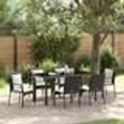 vidaXL Set repas jardin 7 pcs Noir 160 x 80 x 73 cm Osier PE