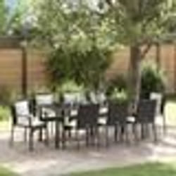 vidaXL Ensemble de salle à manger de jardin avec coussin avec oreiller 9 pcs Noir
