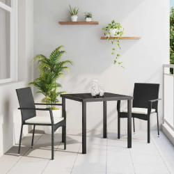 vidaXL Ensemble de salle à manger pour jardin 3 pcs Noir Poly rotin