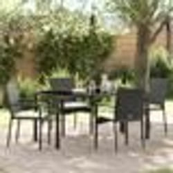 vidaXL Ensemble de salle à manger de jardin avec coussin 5 pcs Noir