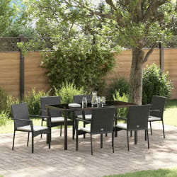 vidaXL Ensemble de chaises de jardin 7 pcs Noir 160 x 80 x 73 cm