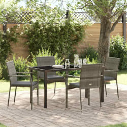 vidaXL Ensemble de 4 Chaises de Jardin 5 pcs Gris 140 x 70 x 73 cm