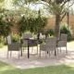 vidaXL Set de repas de jardin de 5 pièces avec coussins gris en poly rotin.