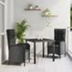 vidaXL Ensemble de salle à manger de jardin 3 pièces en poly rotin noir