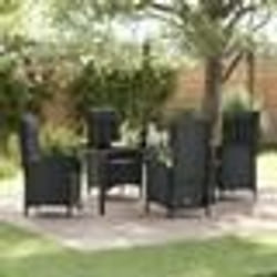 vidaXL Ensemble de salle à manger de jardin 5 pièces en poly rattan noir
