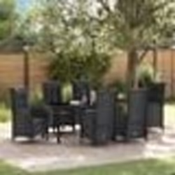 vidaXL Set de jardin de 7 pièces en poly rattan noir.