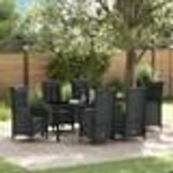 vidaXL Set de jardin de 7 pièces en poly rattan noir.