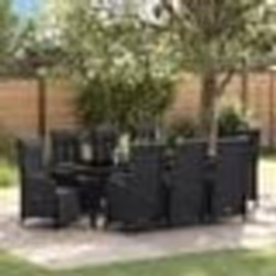 vidaXL Ensemble de jardin 9 pièces avec coussins en poly rotin noir