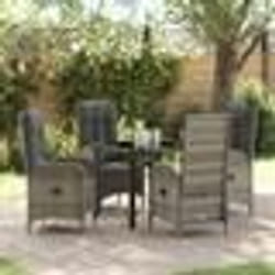 vidaXL Ensemble de jardin 5 pièces en polyrotin gris