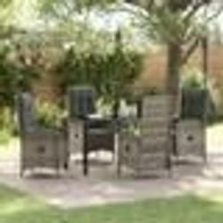 vidaXL Ensemble de salle à manger de jardin 5 pièces en rattan gris