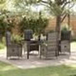 vidaXL Ensemble de salle à manger de jardin de 5 pièces en poly rattan gris