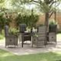 vidaXL Ensemble de salle à manger de jardin de 5 pièces en poly rattan gris