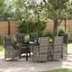 vidaXL Ensemble de salle à manger de jardin 7 pièces en poly rotin gris