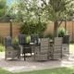 vidaXL Ensemble de jardin 7 pièces en poly rotin gris