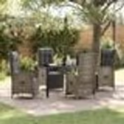 vidaXL Ensemble de salle à manger de jardin de 5 pièces avec coussins, en rattan poly gris.