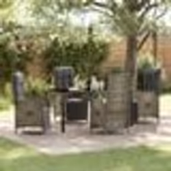 vidaXL Ensemble de jardin de 5 pièces avec coussins, en poly rotin gris