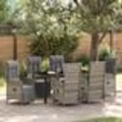 vidaXL Ensemble de 7 pièces pour salle à manger de jardin avec coussins en rotin gris