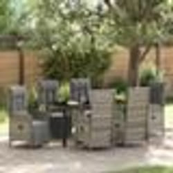 vidaXL Ensemble de 7 pièces pour salle à manger de jardin avec coussins en rotin gris