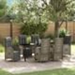 vidaXL Ensemble de salle à manger de jardin 7 pièces avec des coussins en rattan poly gris