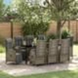 vidaXL Ensemble de jardin de 9 pièces avec des coussins en poly rotin gris.