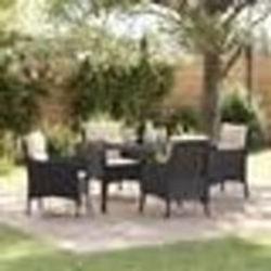 vidaXL Ensemble de salle à manger de jardin 5 pièces avec coussins Noir Poly Rattan