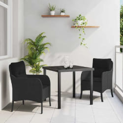 vidaXL Ensemble de salle à manger pour jardin 3 pcs Noir Poly rotin
