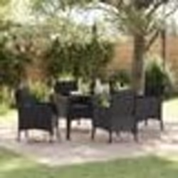 vidaXL Ensemble de salle à manger de jardin 5 pièces avec coussins Noir Poly Rattan