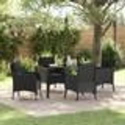 vidaXL Ensemble de salle à manger de jardin 5 pièces avec coussins Noir Poly Rattan