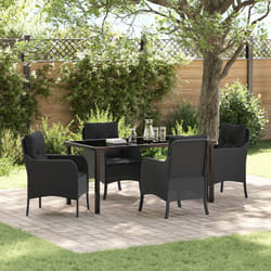 vidaXL Ensemble de salle à manger de jardin 5 pièces avec coussins noirs en poly rattan