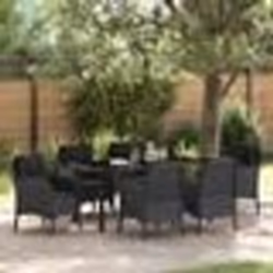 vidaXL Ensemble de Salle à Manger de Jardin 7 Pièces avec Coussins Noir Rattan Poly