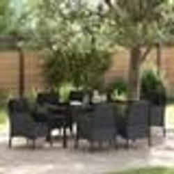 vidaXL Ensemble de Salle à Manger de Jardin 7 Pièces avec Coussins Noir Rattan Poly