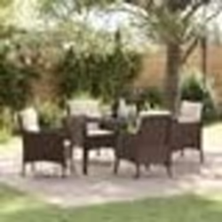 vidaXL Set de salle à manger de jardin 5 pièces avec coussins en poly rotin marron