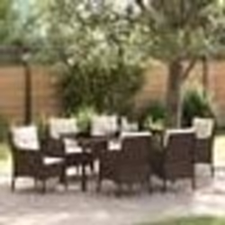 vidaXL Set de salle à manger de jardin de 7 pièces avec coussins en poly rattan marron